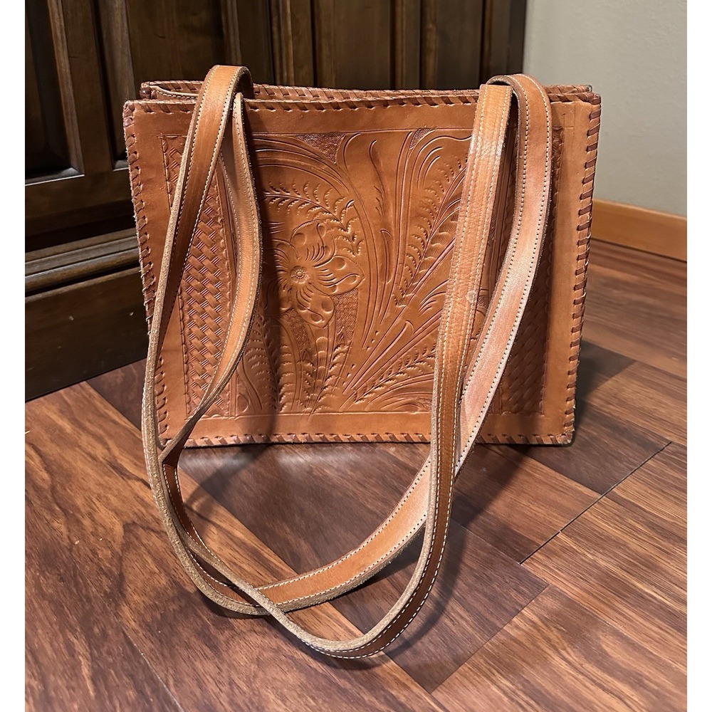 Vintage Coldwater Creek Hand Tooled Hobo Western Shoulder Bag